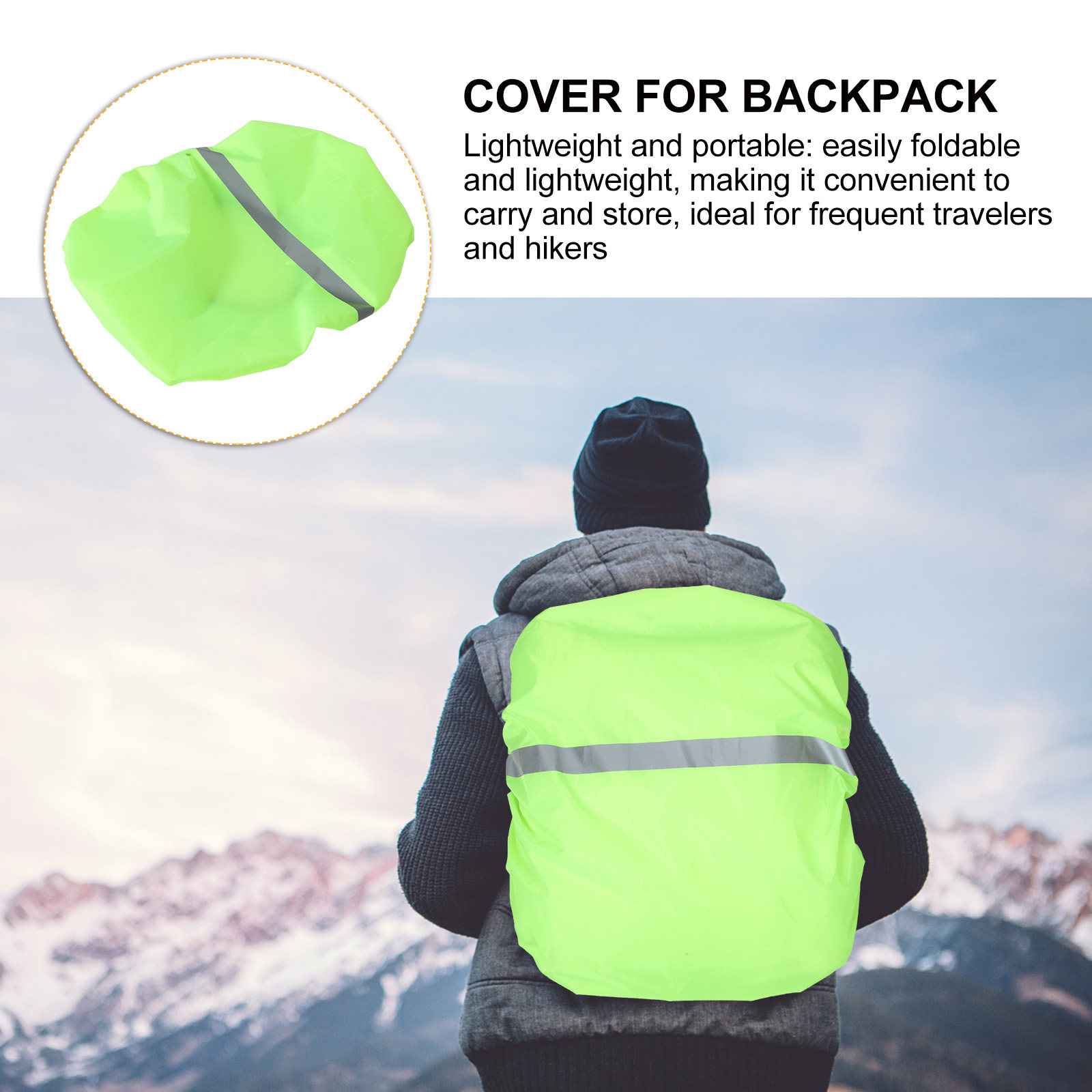 Rain Cover Backpack - 고시인성 백팩 레인커버 연두색 반사띠 방수