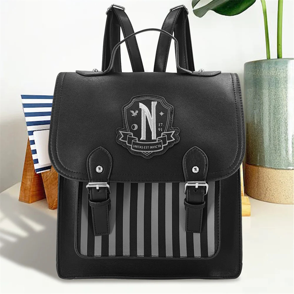 영화 웬즈데이 블랙 PU 가죽 백팩 여성 캐주얼 빈티지 - Leather Backpack Vintage 리뷰 및 가격