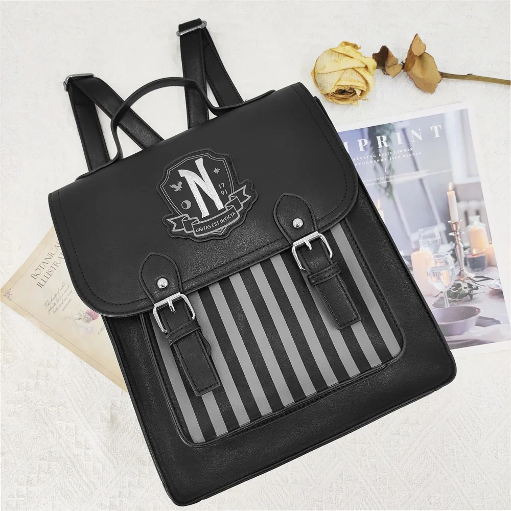 영화 웬즈데이 블랙 PU 가죽 백팩 여성 캐주얼 빈티지 - Leather Backpack Vintage 리뷰 및 가격