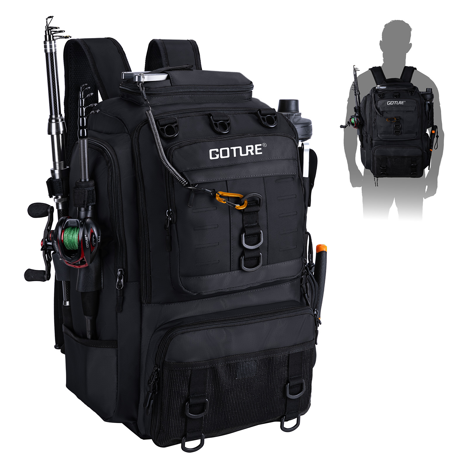 낚싯대 홀더가 있는 Goture 낚시 가방, 가슴 가방 - Backpack Insert Organizer 리뷰 및 가격