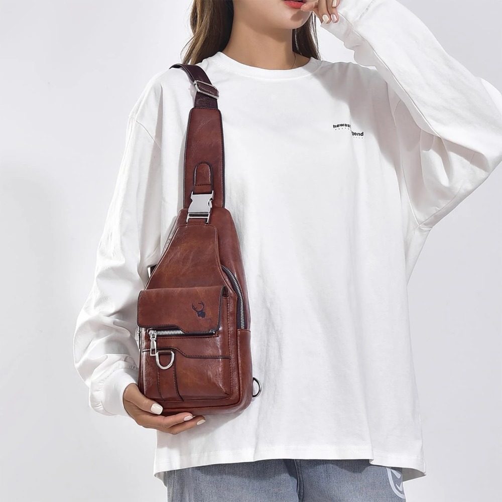 남성용 슬링백 크로스바디 체스트백, PU 가죽 숄더백  - Sling Backpack Shoulder 리뷰 및 가격