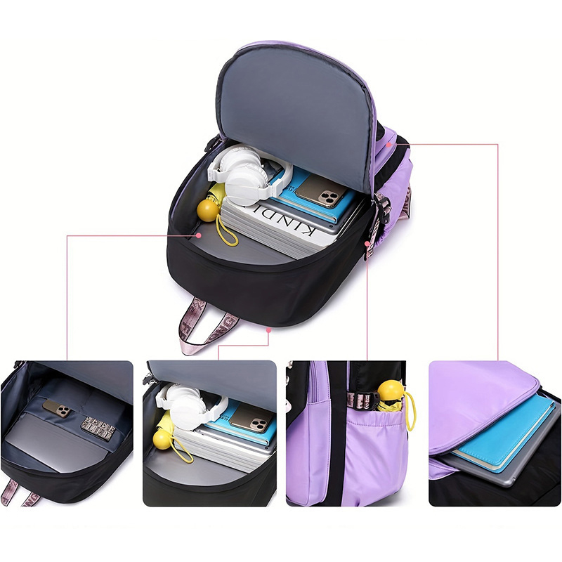 컬러 블록 배낭 십대 소녀 학교 가방 레이스 리본 장식 - School Backpack Teen 리뷰 및 가격
