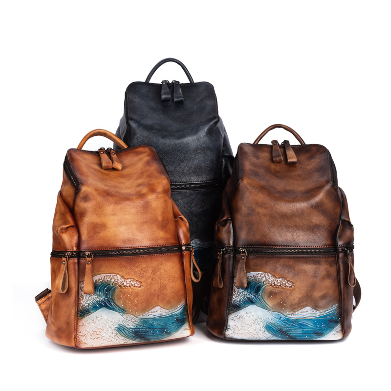 진짜 진짜 부드러운 가죽 여성 배낭, 대용량 야외 여행 - Leather Backpack Vintage 리뷰 및 가격